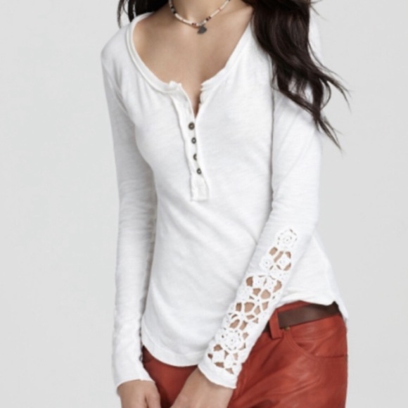 Free People Tops - Free People | Crochet Sleeve Detail Henley